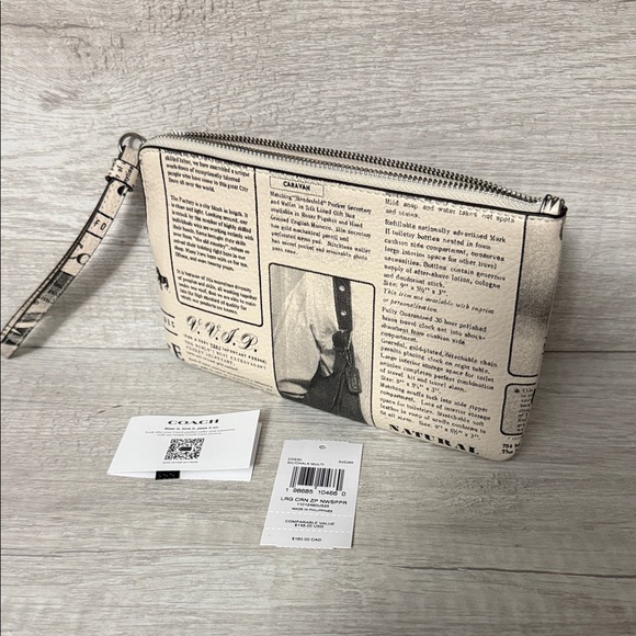 Coach Large Corner Zip Wristlet
With Newspaper Print - NWT